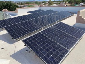 Picture showing the installation of solar panels on the roof